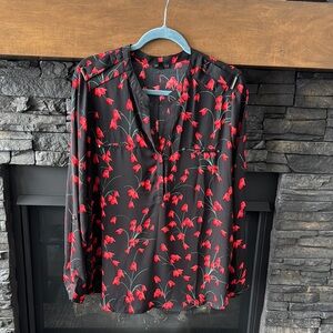 Floral Black and‎ Red Women's Top